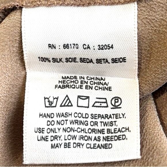 Anthropologie Elevenses Silk Hanky Hem Light Brown High-Waisted Flowy Shorts - Picture 6 of 6